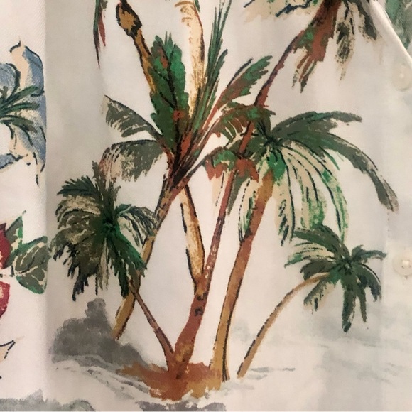Palm Trees Orchids Old Hawaii Women’s Button Up Top 3X - Picture 2 of 6